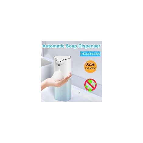 Distributeur de Savon Mousse Rechargeable 400ml 4 Volumes Réglables Mural, Sans Contact, Étanchéité IPX5