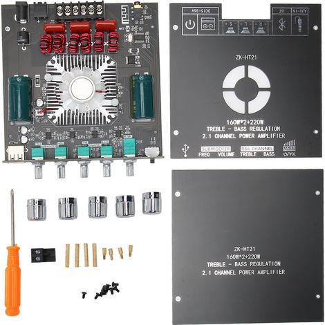 Amplificateur Audio Bluetooth 2.1 Canaux avec Module Subwoofer, Contrôle Graves/Aigus, Alimentation 15V‑36V pour Son HiFi Sans Fil (1/5)