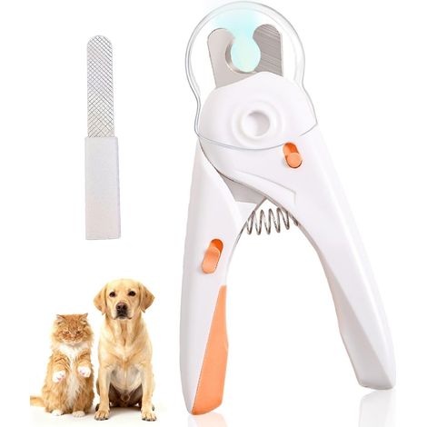 Coupe-ongles pour chiens et chats – Avec lumière LED – Comprend une lime à ongles et un capuchon de protection – Verrouillage de sécurité – Blanc