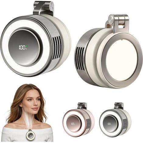 Lot de 2 Ventilateurs Sans Pale Rechargeables, Ventilateurs à Clip Silencieux,Argent (1/5)