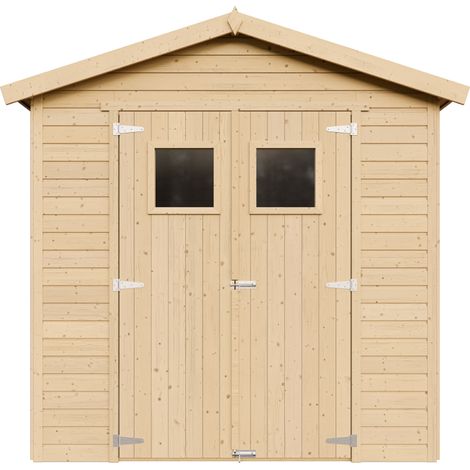Caseta de madera para jardín CON SUELO TRATADO TIMBELA M351+M351G 233 x 222 cm - 4,08 m², ventanas cuadradas (1/5)