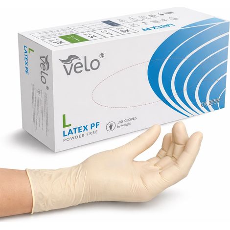 Velo L - Gants de diagnostic en latex sans poudre, paquet de 100 (1/3)