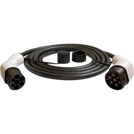 Câble de recharge pour véhicule électrique, Chigoods, 32 A, 22 kW, compatible Tesla/Volvo, blanc/noir (1/5)