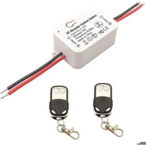 Relais Récepteur RF 433 MHz - 1 Canal - 10 A - DC 12 V / 24 V - Pour Commande À Distance De Lumière Ou Appareil Électrique - 2 Télécommandes Incluses