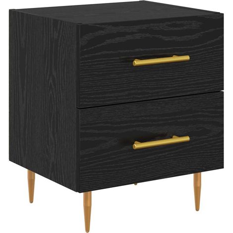 vidaXL Bedside Cabinet Black Oak 40 x 35 x 47.5 cm Engineered Wood