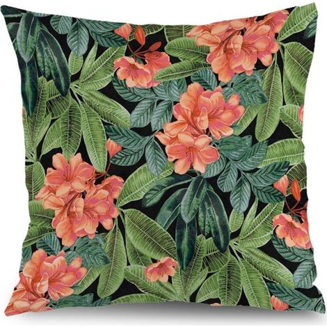 Housse de coussin fleurs papillon printemps, décoration maison,50×50cm (1/5)