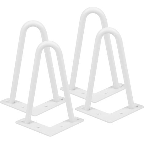 Hofuton Pieds de Table Hairpin Legs Support de Table 4 x Pieds de Table en Épingle à Cheveux Acier 20cm Blanc (1/5)