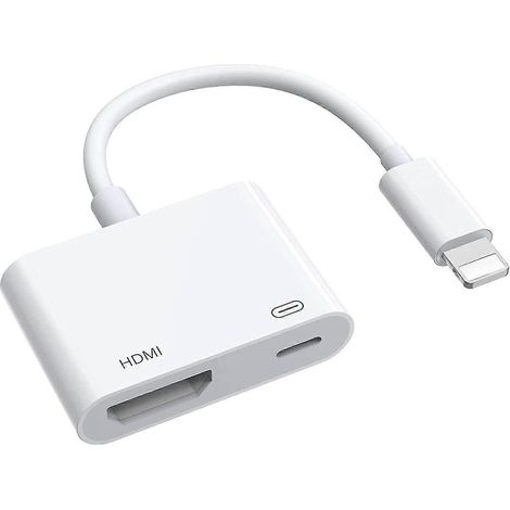 Adaptateur HDMI iPhone vers TV, adaptateur AV numérique 1080p, compatible avec iPhone et iPad (doit être branché). (1/5)
