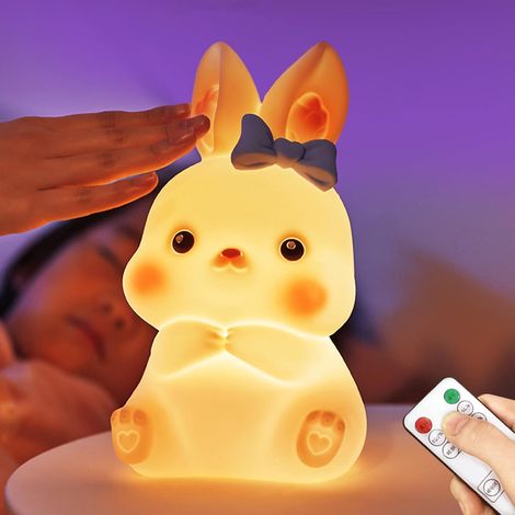 Filiyano – lampe lapin en silicone – Veilleuse pour enfants, lampe lapin en silicone souple et mignonne avec télécommande (1/5)