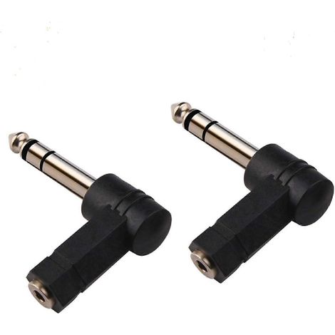 Adaptateur coudé 1/4 pouce TRS vers 3,5 mm, mâle 6,35 mm vers femelle 3,5 mm à angle de 90 degrés. (1/3)