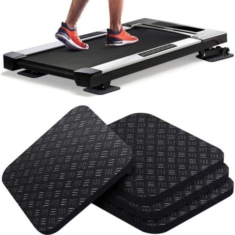 Lot de 4 tapis de course antidérapants double face anti vibrations pour tapis de course, tapis de marche, vélo d'appartement, protection des sols en bois dur (1/5)