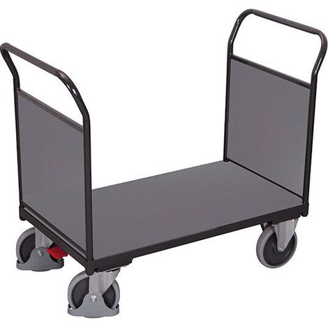 VARIOfit Doppel-Stirnwandwagen mit Holzwänden 1200x800mm Anthrazitgrau RAL 7016