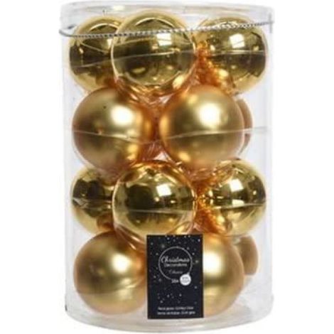 Boules De Noël - Verre - Doré - Finition Mixte Mate Et Brillante - Ø 3,5 Cm - Lot De 16