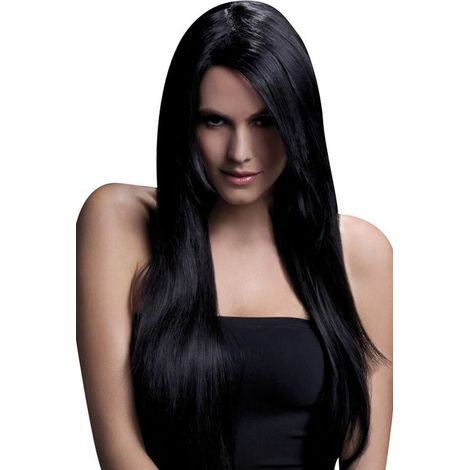 Fever Amber Wig - Black - Long Straight with Feathered Fringe - 28inch/71cm - 42533