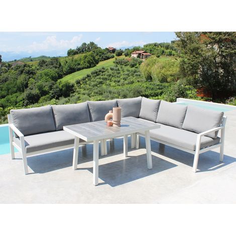 BORA - salotto angolare in alluminio con tavolino (1/4)