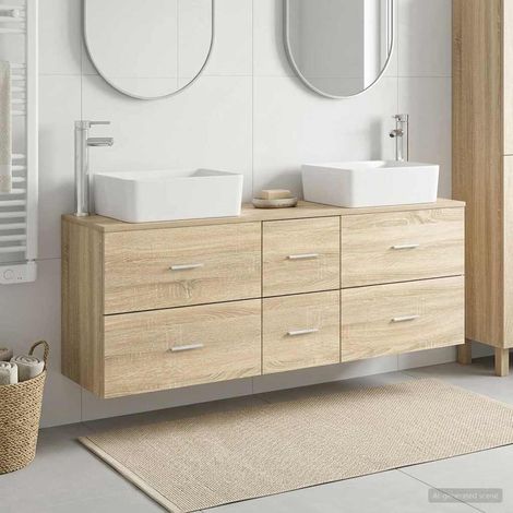 vidaXL Bathroom Cabinet Set 3 pcs Sonoma Oak 136 x 35 x 80 cm (1/5)