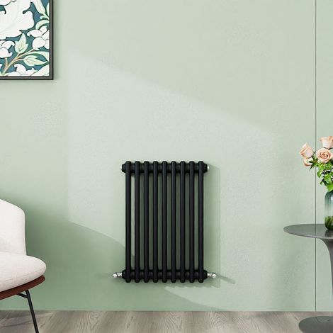 AICA 600x425mm 2 Column Horizontal Black Radiator Central Heating Cast Iron Style