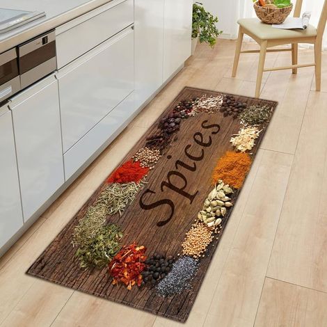 Tapis Cuisine Couleurs et assaisonnements, Tapis Antidérapant, Polyester Tapis de Cuisine, 60 x 120cm (1/5)