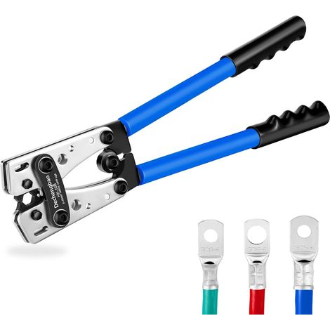 HX-50B Cosse de câble de batterie Outils de sertissage Pinces d'électricien pour sertir des câbles de 6-50mm² (AWG 8-1/0) avec la plaque métallique épaissie et renforcée (1/5)