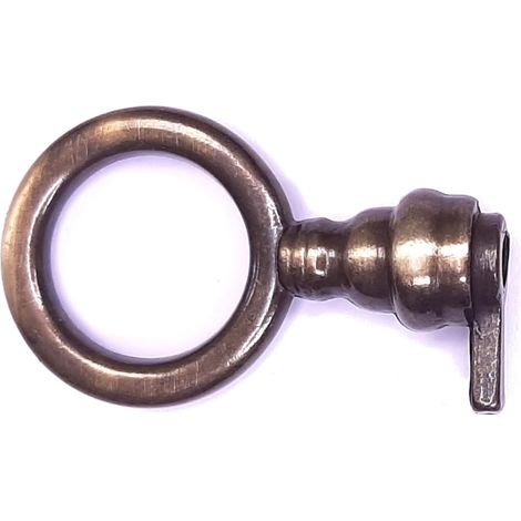 fausse clé de meuble ancien serrure décoration rustique vintage clef zamak (ronde-laitonné vieilli) (1/3)