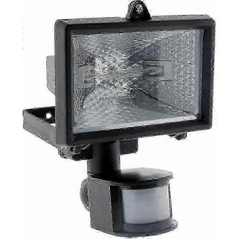 Projecteur halogène noir avec détecteur de mouvement indice de protection IP44 certifié CE éclairage de sécurité extérieur pour usage domestique