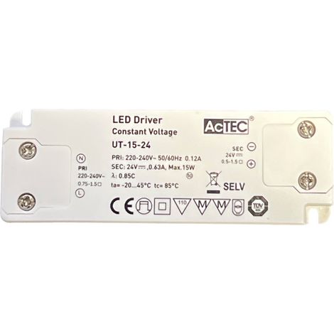 Alimentatore Trasformatore Ultra Slim 15W 24V 0.63A Tensione Costante 103X36X16 mm (1/3)
