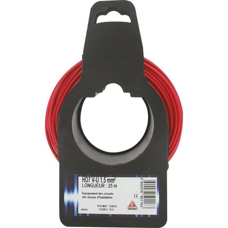 Cable eléctrico H07 V-u 1,5 mm² 25 Rojo