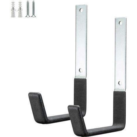 Crochets utilitaires pour mur de garage, crochets de rangement très résistants, organisateur d'outils de jardin, crochets de rangement mural en acier (M 12,5 x 19 cm), STEEL HOOKS 2PACK (1/5)