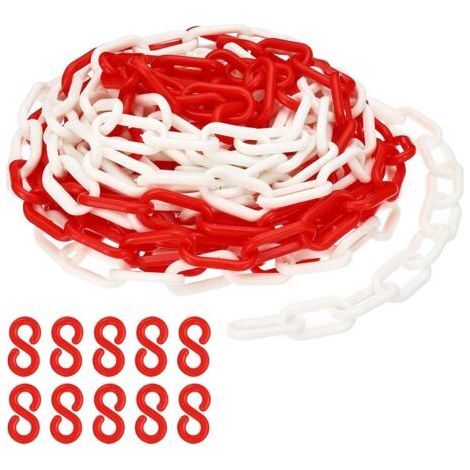 Maillons de chaîne en plastique rouge et blanc, 700 cm,6 mm, pour barrières, parkings, clôtures, portails et décoration (1/5)