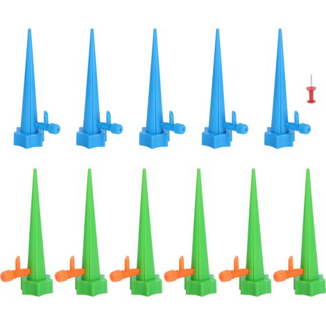 Set di 12 irrigatori automatici regolabili per piante in vaso con valvola di irrigazione.