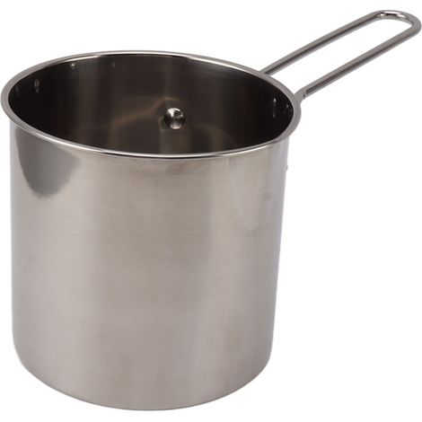 Poêle à frire en acier inoxydable, résistante aux hautes températures, économe en huile, mini-poêle à frire portable en métal avec long manche, ensemble de 3 pièces avec grille (1/5)