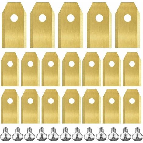 RHG Lot de 45 lames de rechange en titane pour Robot Tondeuses Husqvarn/Automower/Gardena, 105, 310, 315, 320, 420, 430x, R40i, Robuste (3 g / 0.75 mm) avec Vis (Or)