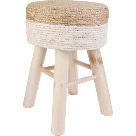 Paris Prix – Tabouret en bois rond naturel – Hauteur 43 cm – Design bicolore – Idéal pour espaces modernes
