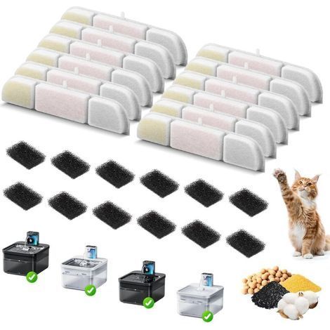 DownyPaws Katzenbrunnenfilter, 12 Ersatzfilter für Trinkbrunnen, Aktivkohlefilter (1/5)