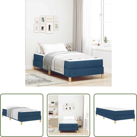 Matelas - Lit à ressorts avec matelas Bleu 80 x 200 cm tissu (1/5)