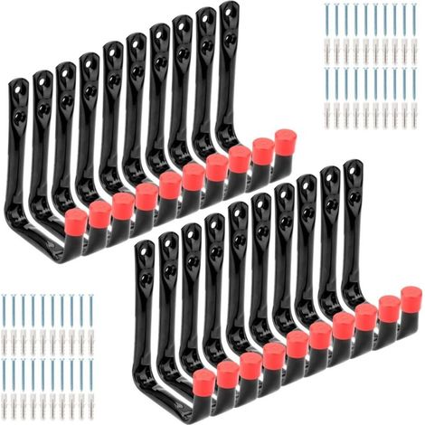 Bardusch - Lot de 20 crochets de rangement pour garage, 9 cm, crochets muraux lourds, crochets utilitaires pour vélo, chaise, échelles, tuyau, outils de jardin (1/5)