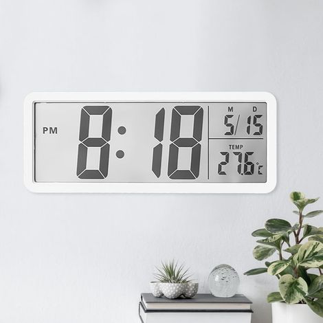 Horloge Numérique Murale Design Moderne, LCD Grande Chiffre Horloge De Bureau Digitale De 20cm, 12/24 Heures, Horloge Digitale à Piles, HOrlogeMuraleDIgitale pour La Cuisine, Le Salon (1/5)