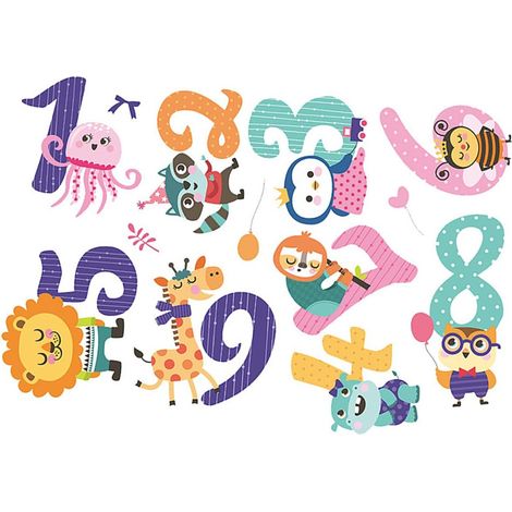 Stickers chiffres animaux de dessin animé autocollants (1/5)