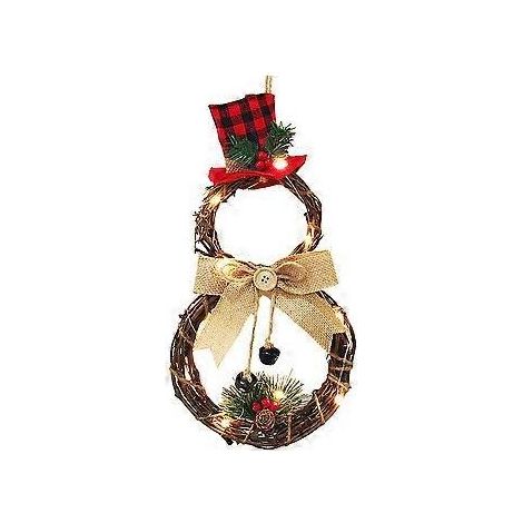 Couronne de Noël en vigne, couronne décorative avec chapeau et nœud, pour une ambiance festive garantie. (1/5)