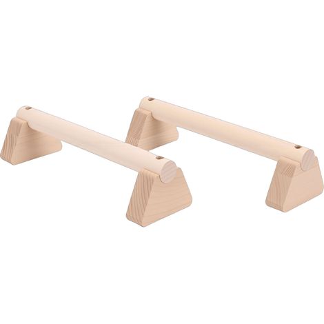 Lot de 2 barres de pompes en bois de hêtre, support et poutre d'équilibre en bois pour exercices à domicile, 30 cm / 11,8 pouces (1/5)