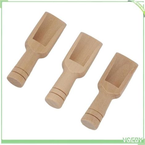 Petite cuillère à sel de bain - FAFEICY - 3 pièces - Bois Schima superbe - Manche rond - DIY personnalisable (1/5)