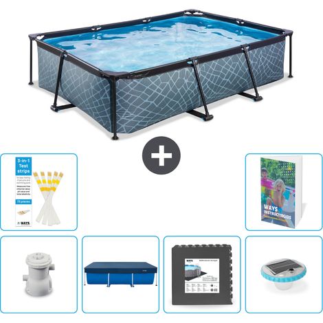 Exit Pool Rechteckig - Steinoptik - 300x200x65 cm - 7-teilig S312