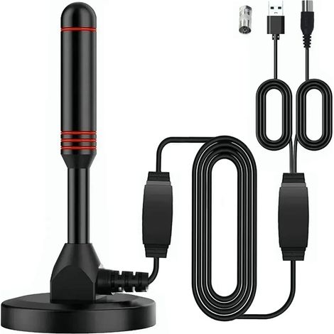 Antenne TV Numérique 16.4ft 4K 1080P Mince et Légère pour Intérieur avec Base Magnétique, Idéale pour Maison et Voyage (1/5)