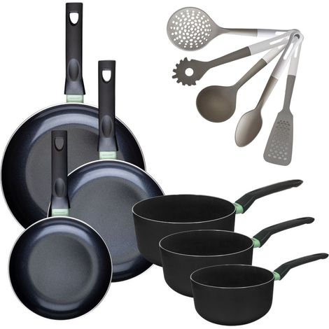 Lot Poêles 20/24/28cm et Casseroles 16/18/20cm Fackelmann Brandao avec 5 ustensiles Vario (1/5)