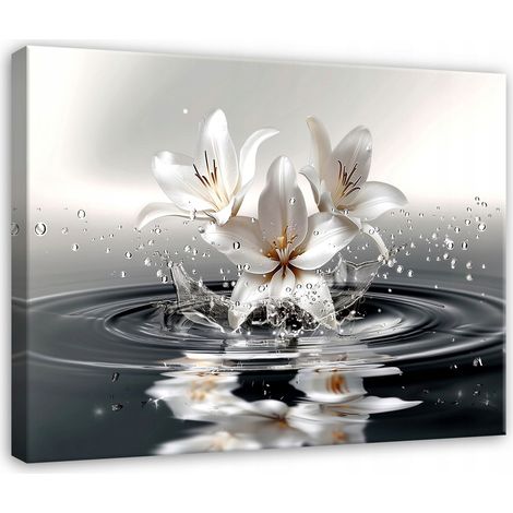 Peinture pour chambre salon cuisine fleurs moderne sur toile Murale 120x80 (1/3)