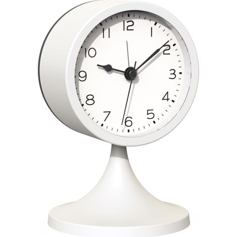 3 réveils analogiques rétro mignons, petite horloge de table silencieuse à piles en métal avec veilleuse, décoration salon, chambre, chevet, étagère (blanc) (1/5)