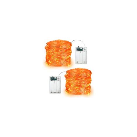 Orange Halloween Lights, 19.47ft 60 D Orange Fairy Lights String, 2 Modes Battery Halloween String Lights, Indoor Silver Wire Tw (1/5)