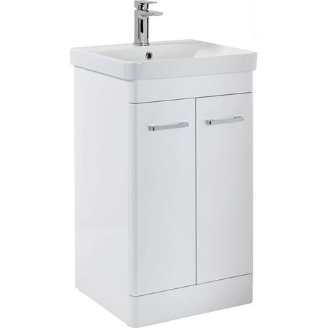Orbit Eve Floor Standing 2-Door Vanity Unit with Basin 500mm Wide - Gloss White (1/3)