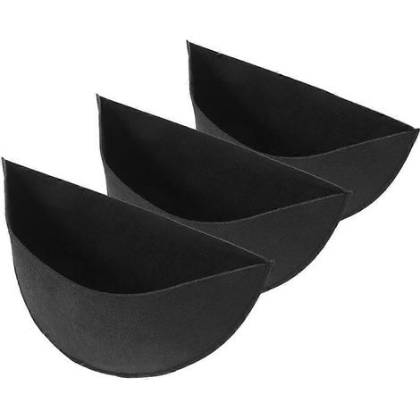 Lot de 3 doublures de pots de fleurs demi-rondes réutilisables en feutre noir (1/5)