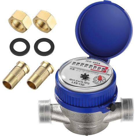 Compteur d'eau, débitmètre d'eau, compteur d'eau froide pour jardin et usage domestique (1/4)